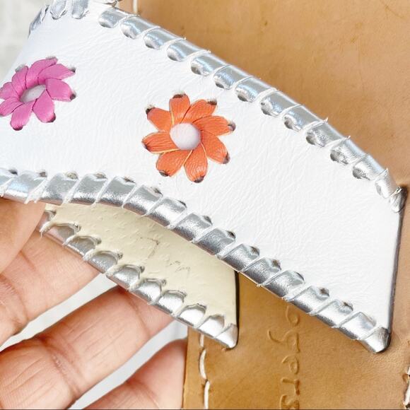 🆕 Jack Rogers Women's Jack Leather Flat‎ Sandals in White Multi 7 NEW - Picture 4 of 6